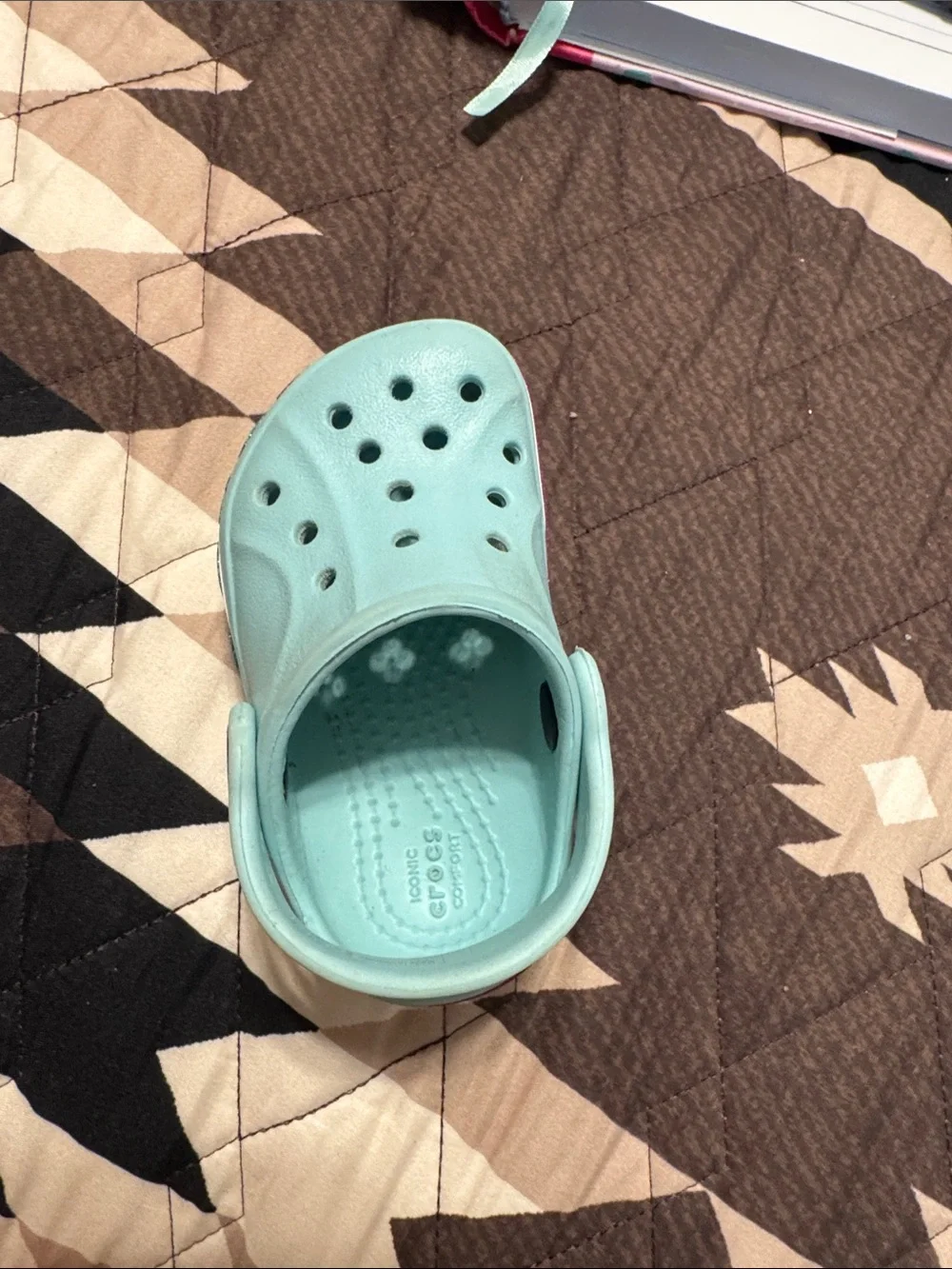 CROCS Kids Clogs in Light Aqua with Pink Accent